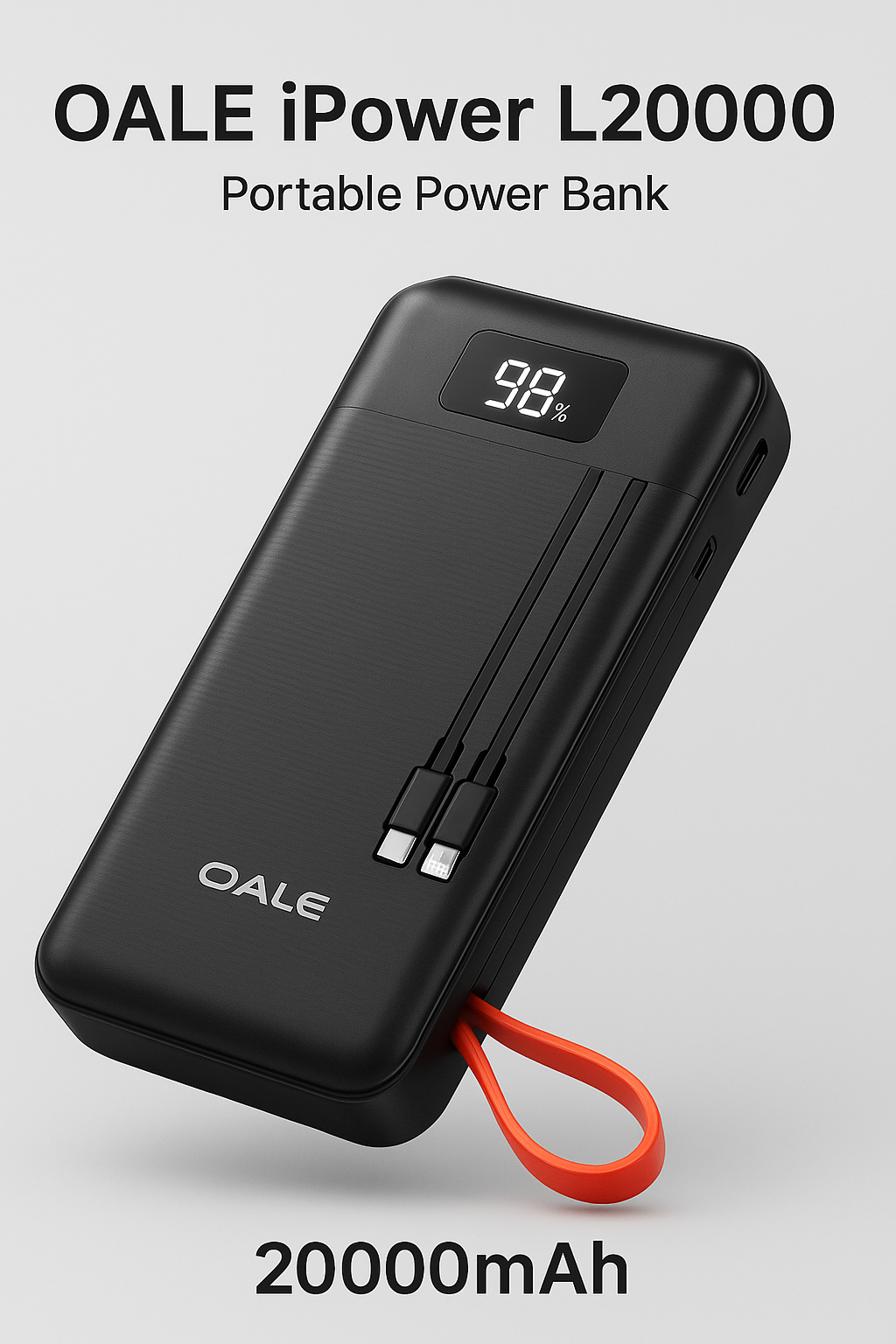 OALE iPower L20000 20,000 mAh Portable Power Bank with Built-in Cables